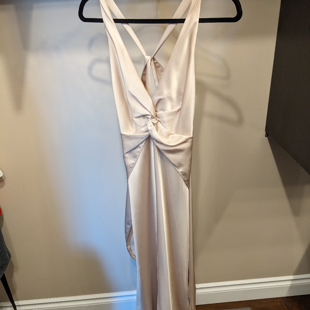 Floor length BCBG gown champagne